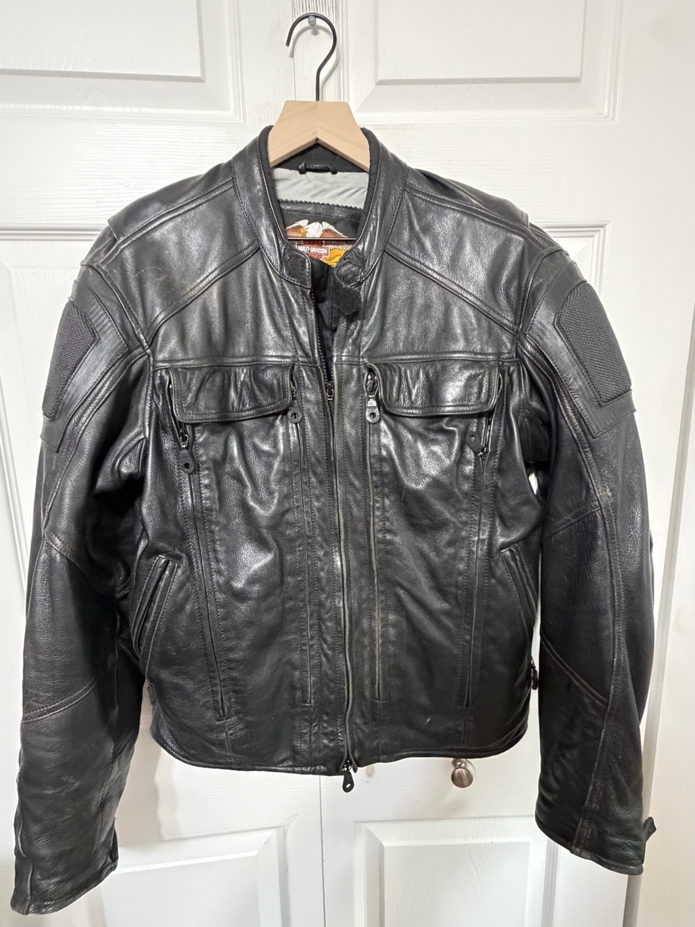 Vintage Harley Davidson FXRG Rino Leather Motorcycle Jacket Black Mens M